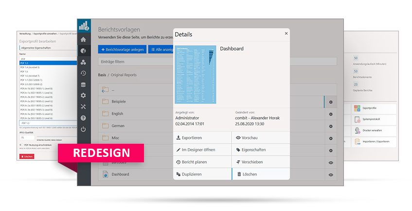 Ansicht Redesign Report Server