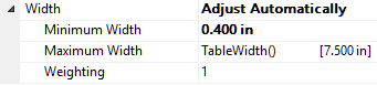 dialogue to set the column width