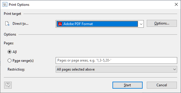 Print Option Dialog LL 26