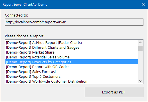 Brandneue Komponente: „combit.ReportServer.ClientApi“