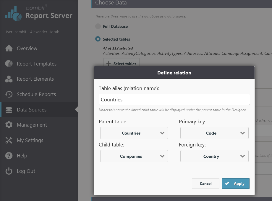Feature preview of BI reporting solution combit report server 3