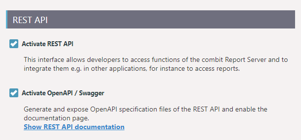 Swagger und OpenAPI Support für die Report Server REST API