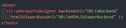 HTML-Code um Web Report Designer im Front-End zu verwenden