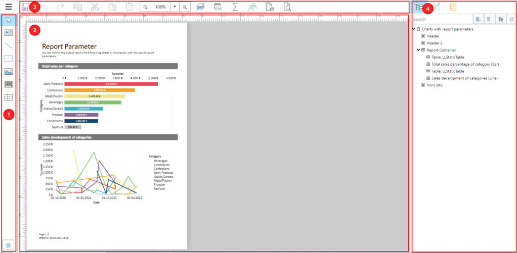 Layout-Bestandteile Web Report Designer