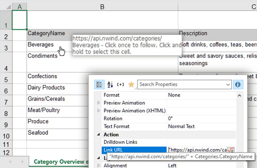 New Features for the Excel Export