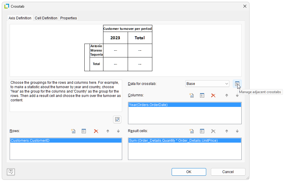 creating adjacent crosstabs