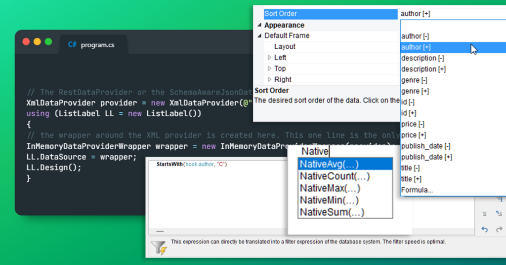 native aggregate functions and sorting