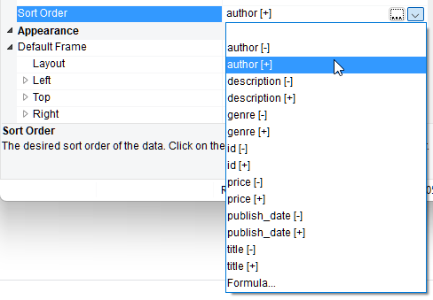 sort order for report