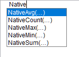 Übersicht native Aggregationsfunktionen