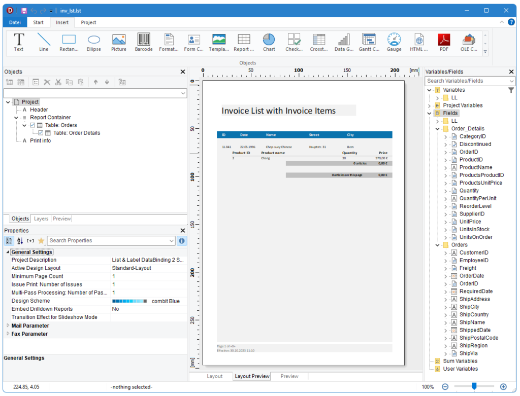 use integrated designer to create reports